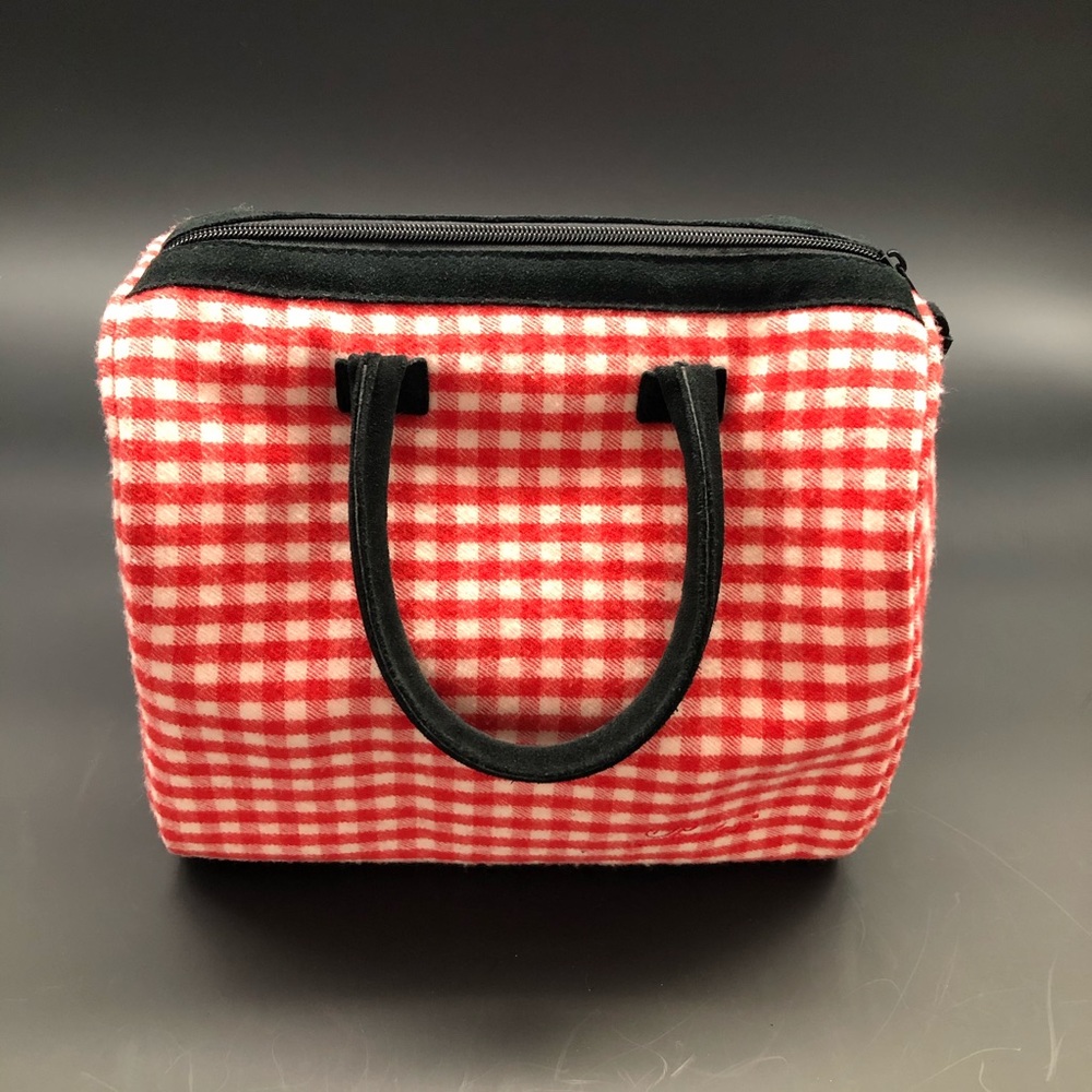 Pratesi Italian Brand Women’s Red White Gingham Check Cashmere Handbag Ret $480